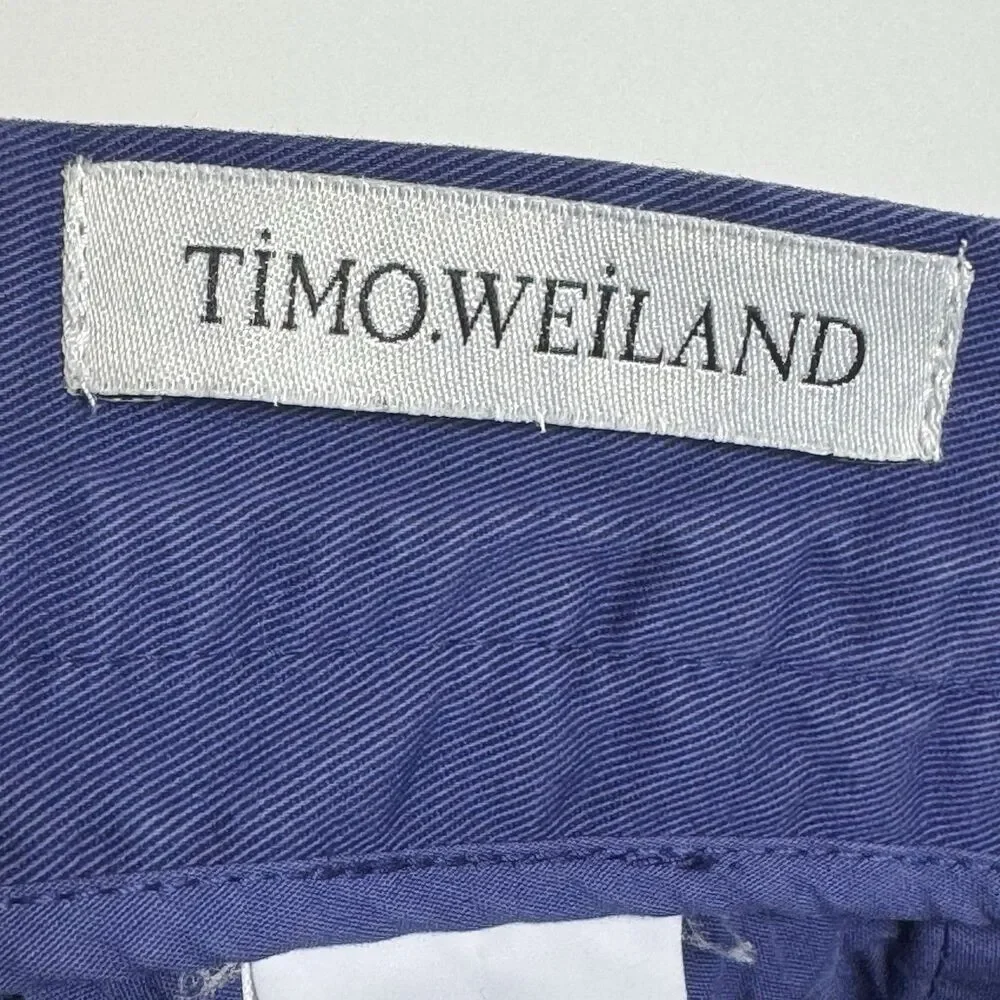 Timo Weiland Womens Pants SIze 44 Washed Navy Blue EU Made Chinos Straight Leg‎